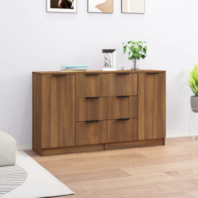 Vidaxl Sideboards 2 Pcs Oak 60X30x70 Cm Engineered Wood Brown