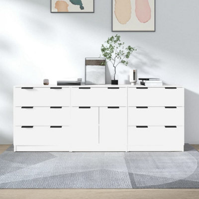 Vidaxl 3 Piece Sideboards White Engineered Wood from B&Q