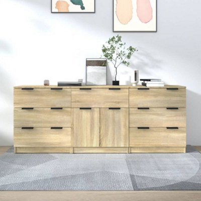 Vidaxl 3 Piece Sideboards Sonoma Oak Engineered Wood from B&Q