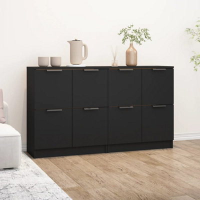 Vidaxl Sideboards 2 Pcs 60X30x70 Cm Engineered Wood Black