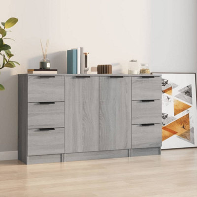 B&Q -  Sideboards 3 Pcs Grey Sonoma Engineered Wood