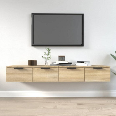 Vidaxl (Sonoma Oak) 2X Wall Cabinets Engineered Wood Floating Hanging Cabinet Multi Colours - Image 5