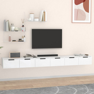 VIDAXL Wall Cabinet White 3 Door Wood - Image 4
