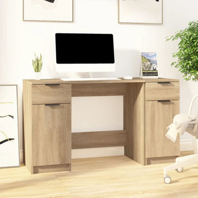 Vidaxl Desk With Side Cabinet Sonoma Oak Engineered Wood