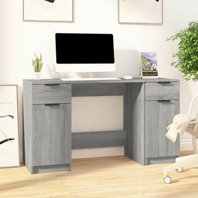 Vidaxl Desk With Side Cabinet Sonoma Engineered Wood Grey