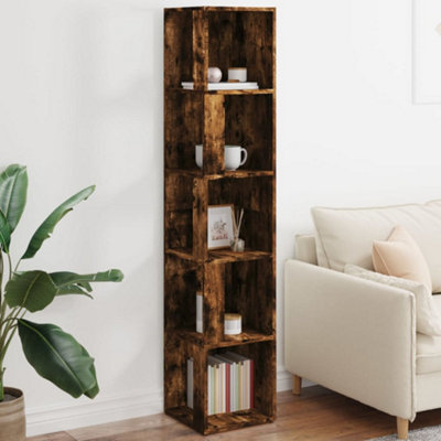 Vidaxl Corner Cabinet Smoked Oak 33X33x164.5 Cm Engineered Wood Small