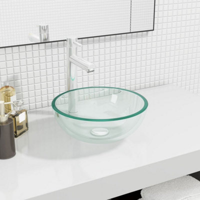 Vidaxl Basin Tempered Glass 30X12 Cm Transparent from B&Q