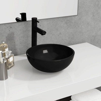 Vidaxl Basin Tempered Glass 30X12 Cm Black from B&Q
