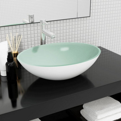 Vidaxl Basin Glass 50X37X14 Cm White from B&Q