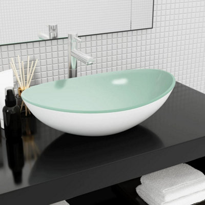 Vidaxl Basin Tempered Glass 54.5X35X15.5 Cm White from B&Q