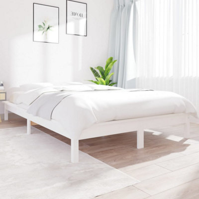 Vidaxl Bed Frame Without Mattress White Super King Size Solid Wood from B&Q