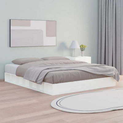 B&Q -  Bed Frame Without Mattress White 150X200 Cm King Size King Size Solid Wood
