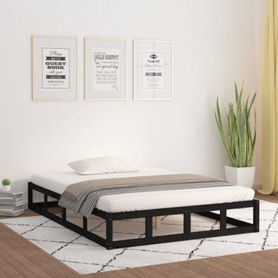B&Q -  Bed Frame Without Mattress Black 160X200 Cm Solid Wood
