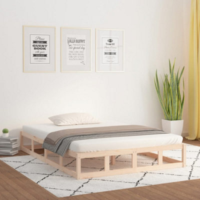 Vidaxl Grain Bed Frame Without Mattress 120X190 Cm Double Double Solid Wood Small