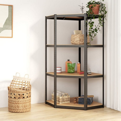 B&Q -  4-Layer Corner Shelf Anthracite Steel&engineered Wood Shelves