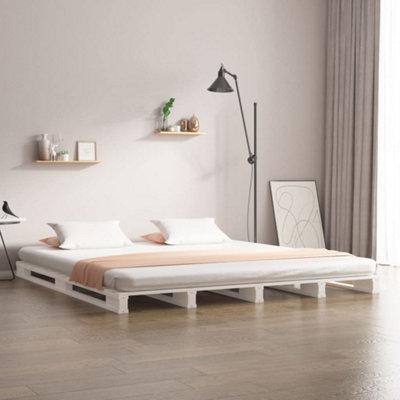 Vidaxl Pallet Bed Without Mattress Small Double Solid Wood White