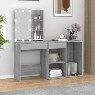 B&Q -  Led Dressing Table With Cabinet Grey Sonoma Engineered Wood