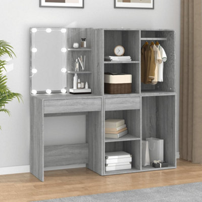 B&Q -  Led Dressing Table With Cabinets Grey Sonoma Engineered Wood