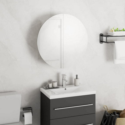 B&Q -  Bathroom Cabinet With Round Mirror&led White 40X40X17.5 Cm