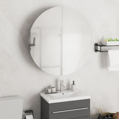 Vidaxl Bathroom Cabinet With Round Mirror&led Black 54X54X17.5 Cm from B&Q