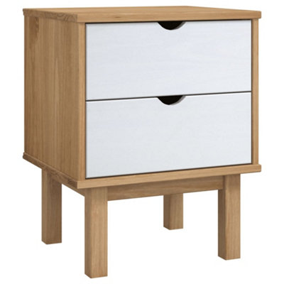 Vidaxl Brown/White Bedside Cabinet Otta & 46X39.5x57cm Solid Wood Pine