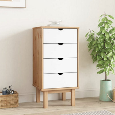 Vidaxl (Brown And White) Drawer Cabinet Storage File Drawer Storage Cabinet Solid Wood Pine - Image 4
