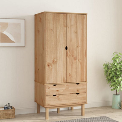B&Q -  Wardrobe Otta 76.5X53X172 Cm Solid Wood Pine Wardrobes