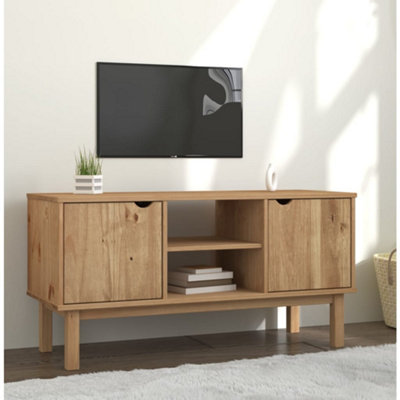 Vidaxl Tv Cabinet Otta 113.5X43x57 Cm Solid Wood Pine Grain