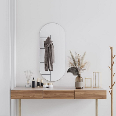 Vidaxl Wall Mirror Silver 100X45 Cm Oval from B&Q
