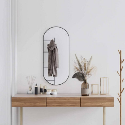 Vidaxl Wall Mirror Black 90X40 Cm Oval from B&Q
