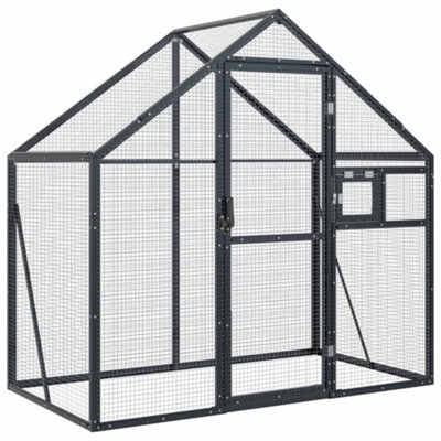 Vidaxl (Anthracite, 1.79 X 1 X 1.85 M) Aviary Outdoor Bird Cage Walk In Chicken Run Coop Silver Aluminium - Image 3