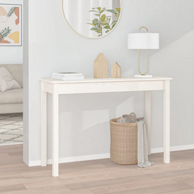 B&Q -  Console Table White 110X40X75 Cm Solid Wood Pine
