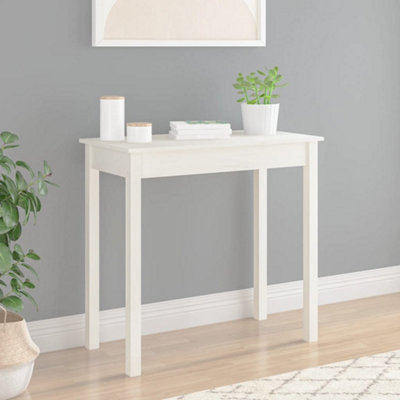 VidaXL Console Table - White - 80x40x75 cm - Solid Pine Wood - Image 3