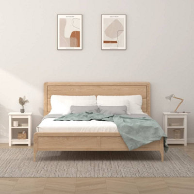 Vidaxl White Bedside Cabinets Pcs 40X35x55 Cm Solid Wood Pine Size 2