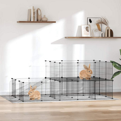 B&Q -  44-Panel Pet Cage With Door Black 175X105X70 Cm Steel