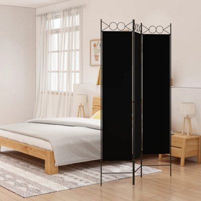 B&Q -  3-Panel Room Divider Black 120X200 Cm Fabric Room Dividers