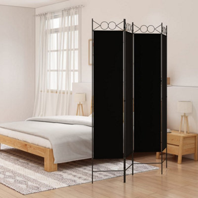 Vidaxl 4-Panel Room Divider Black 160X200 Cm Fabric Room Dividers from B&Q