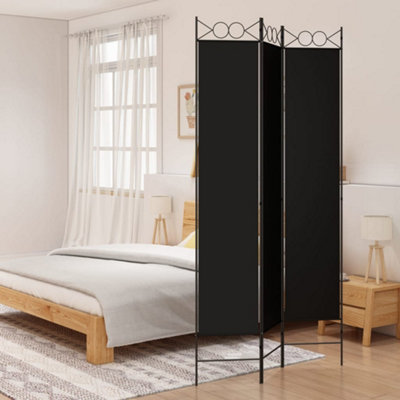 Vidaxl Black 3-Panel Room Divider 120X220 Cm Fabric Room Dividers B&Q