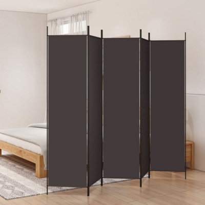 Vidaxl Brown 5-Panel Room Divider 250X200 Cm Fabric Room Dividers