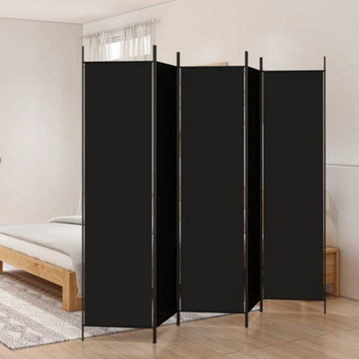 Vidaxl 5-Panel Room Divider Black 250X200 Cm Fabric Room Dividers from B&Q
