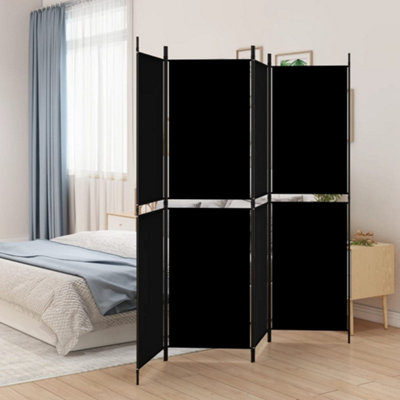 Vidaxl 4-Panel Room Divider Black 200X180 Cm Fabric Room Dividers from B&Q