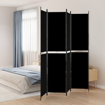 Vidaxl 4-Panel Room Divider Black 200X220 Cm Fabric Room Dividers from B&Q