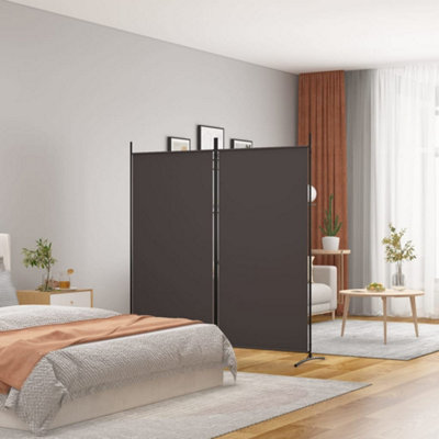 Vidaxl 2-Panel Room Divider 175X180 Cm Fabric Room Dividers Brown