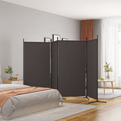 B&Q -  4-Panel Room Divider Brown 346X180 Cm Fabric Room Dividers