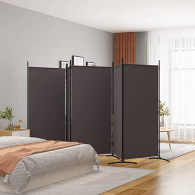 Vidaxl 5-Panel Room Divider 433X180 Cm Fabric Room Dividers Brown