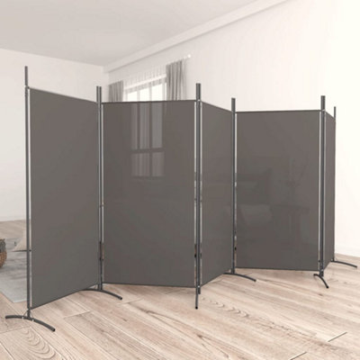 Vidaxl Anthracite 5-Panel Room Divider 433X180 Cm Fabric Room Dividers