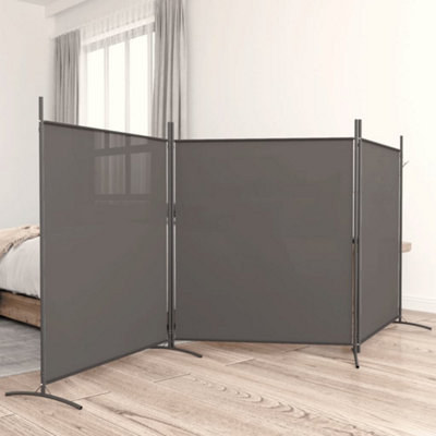 Vidaxl Anthracite 3-Panel Room Divider 525X180 Cm Fabric Room Dividers