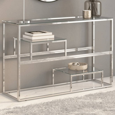 Vidaxl Console Table Silver Stainless Steel And Tempered Glass from B&Q