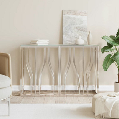 Vidaxl Console Table Silver 110X30X70 Cm Stainless Steel And Glass from B&Q