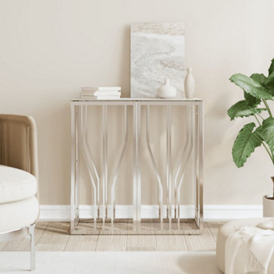 Vidaxl Console Table Silver 70X30X70 Cm Stainless Steel And Glass from B&Q